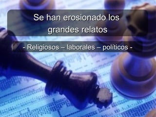 - Religiosos – laborales – políticos -- Religiosos – laborales – políticos -
Se han erosionado losSe han erosionado los
gr...