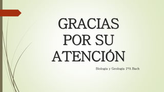 GRACIAS
POR SU
ATENCIÓN
Biología y Geología 1ºA Bach
 