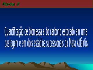 Parte 2 Quantificação de biomassa e do carbono estocado em uma pastagem e em dois estádios sucessionais da Mata Atlântica 