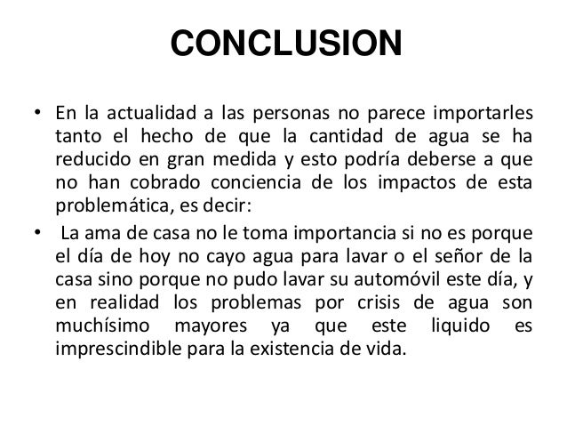 Conclusión De La Escasez Del Agua