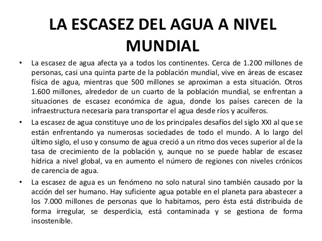La escasez del agua presentacion