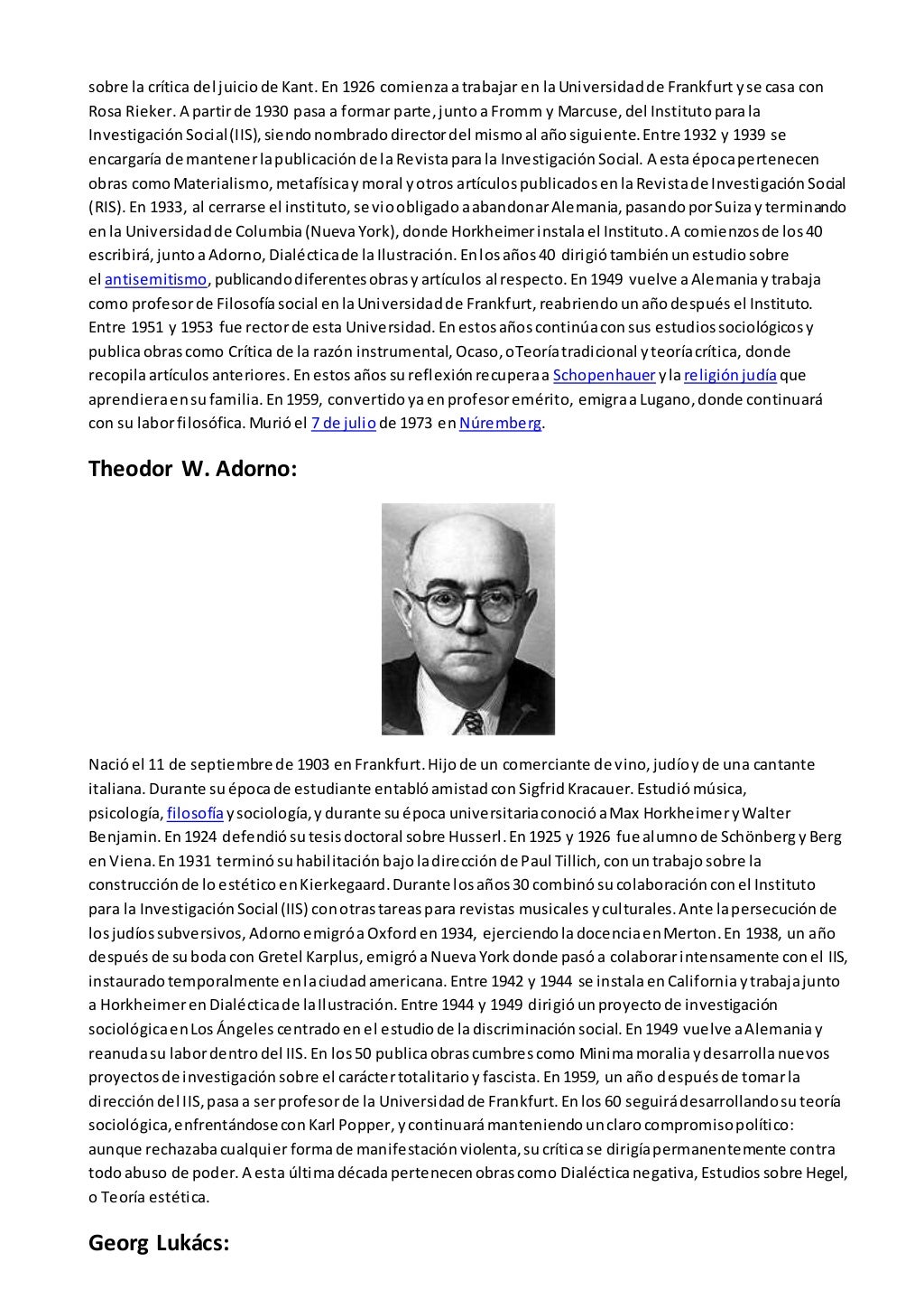 La Escuela De Frankfurt Y La teor a Cr tica 