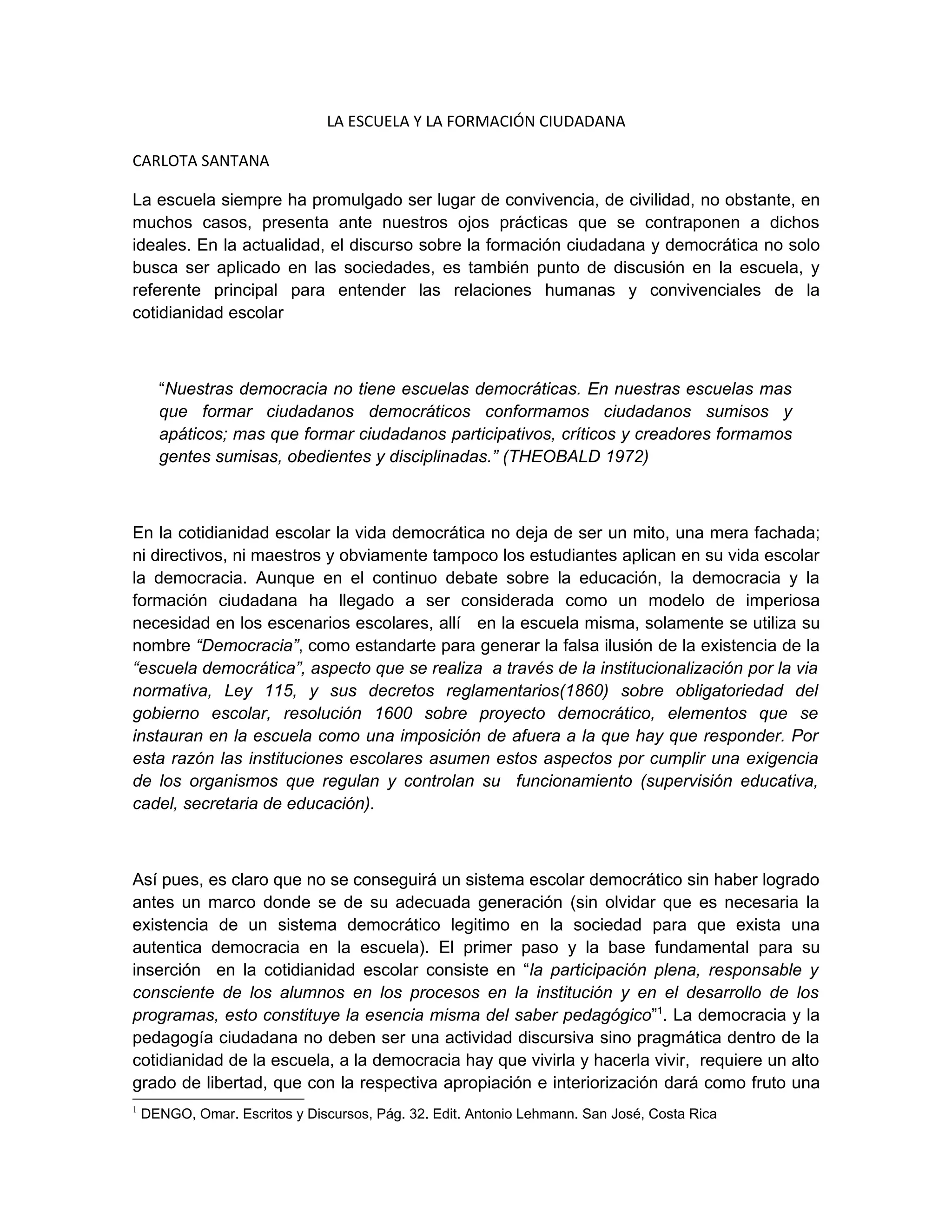 La Escuela Y La FormacióN Ciudadana | PDF
