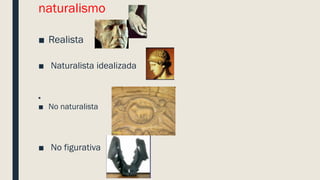 naturalismo
■ Realista
■ Naturalista idealizada
■
■ No naturalista
■ No figurativa
 