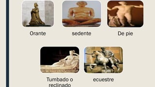 Orante sedente De pie
Tumbado o ecuestre
 