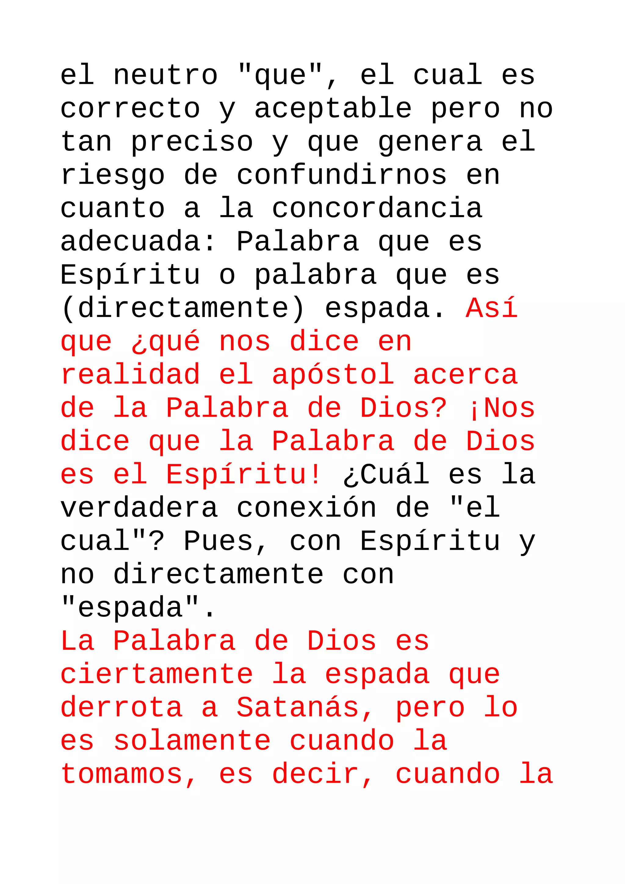 La espada del espiritu q es la palabra de dios | PDF