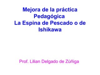 Mejora de la práctica
Pedagógica
La Espina de Pescado o de
Ishikawa
Prof. Lilian Delgado de Zúñiga
 