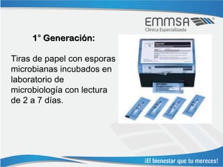 1° Generación:

Tiras de papel con esporas
microbianas incubados en
laboratorio de
microbiología con lectura
de 2 a 7 días.
 