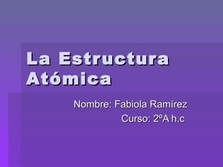 La Estructura Atómica Nombre: Fabiola Ramírez Curso: 2ºA h.c  