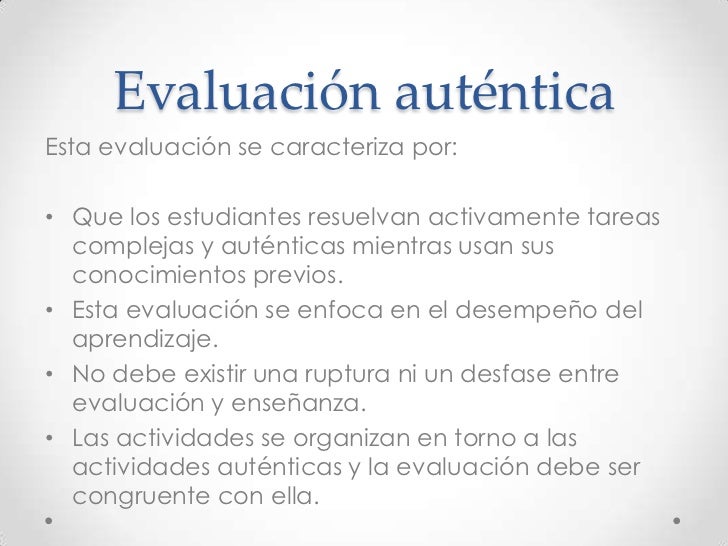 La evaluación auténtica centrada en el desempeño