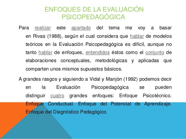 La evaluación psicopedagógica