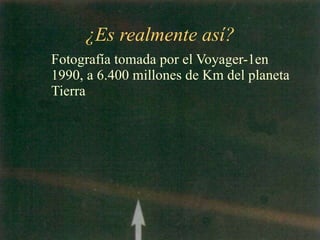 ¿Es realmente así? Fotografía tomada por el Voyager-1en 1990, a 6.400 millones de Km del planeta Tierra 
