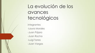 La evolución de los
avances
tecnológicos
integrantes
-Laura Morales
-Juan Pájaro
-Juan Rocha
-Luigi Torres
-Juan Vargas
 