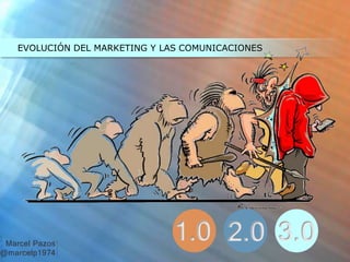 EVOLUCIÓN DEL MARKETING Y LAS COMUNICACIONES
1.0 2.0 3.0Marcel Pazos
@marcelp1974
 