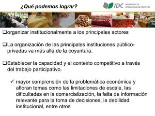 La experiencia prosap en iniciativas de desarrollo de clusters