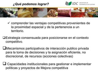 La experiencia prosap en iniciativas de desarrollo de clusters