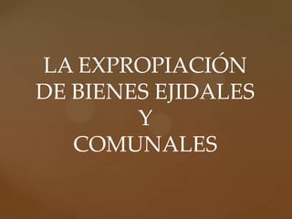 LA EXPROPIACIÓN
DE BIENES EJIDALES
Y
COMUNALES

 