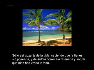 VMGR/05




     Só lo así gozará de la vida, sabiendo que la tienes
                     s
     sin poseerla, y dejándola correr sin retenerla y sabrás
     que bien has vivido la vida.
 