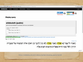 Hebrew Bible as Data: Laboratory, Sharing, Lessons