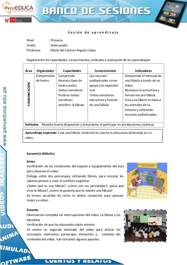 Sesion De Aprendizaje Estructura De La Fabula 2020 idea