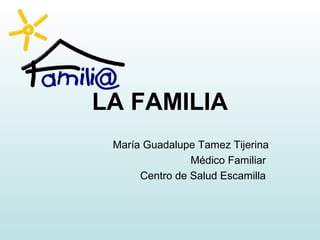 LA FAMILIA
María Guadalupe Tamez Tijerina
Médico Familiar
Centro de Salud Escamilla
 