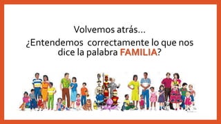 Volvemos atrás…
¿Entendemos correctamente lo que nos
dice la palabra FAMILIA?
 