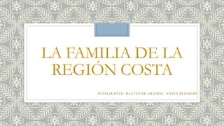 LA FAMILIA DE LA
REGIÓN COSTA
INTEGRANTE: BALTAZAR ARANDA, ANITA ROSMERY
 
