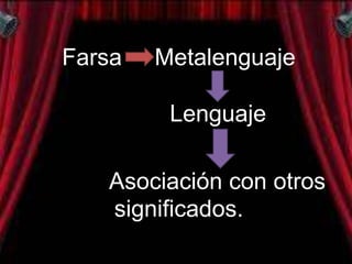 Farsa   Metalenguaje

         Lenguaje

   Asociación con otros
   significados.
 