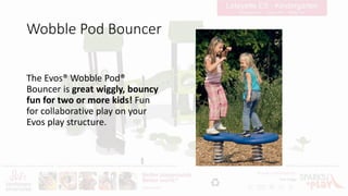 Wobble Pod Bouncer
The Evos® Wobble Pod®
Bouncer is great wiggly, bouncy
fun for two or more kids! Fun
for collaborative play on your
Evos play structure.
 