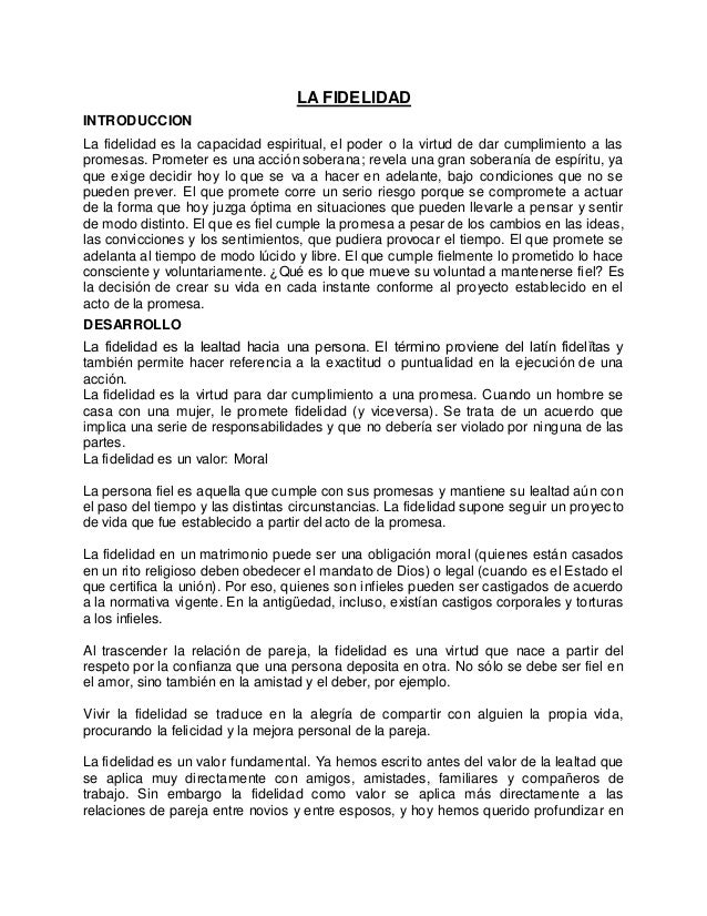 La fidelidad.