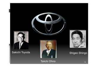 18
Sakichi Toyoda Shigeo Shingo
Taiichi Ohno
 