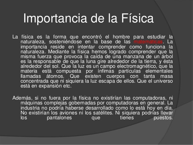 La física y sus ramas con audio