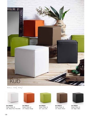 40 cm 42 cm 40 cm 
Ref: S095U05 
Puntos / Points: 49 
U05 - Blanco Puro / Pure white 
Ref: S095U10 
Puntos / Points: 49 
U10 - Marrón / Brown 
Ref: S095U01 
Puntos / Points: 49 
U01- Negro / Black 
Ref: S095U21 
Puntos / Points: 49 
U21 - Lima / Lime 
Ref: S095U13 
Puntos / Points: 49 
U13 - Naranja / Orange 
kub 
128 
 