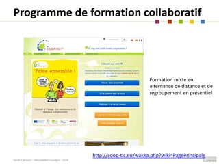 Sarah Clerquin – Montpellier SupAgro - 2014
Programme de formation collaboratif
Formation mixte en
alternance de distance ...