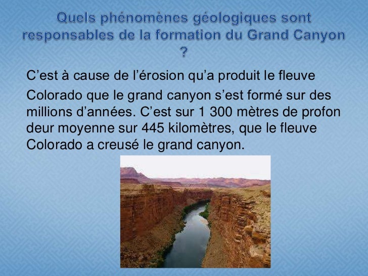 La formation du grand canyon