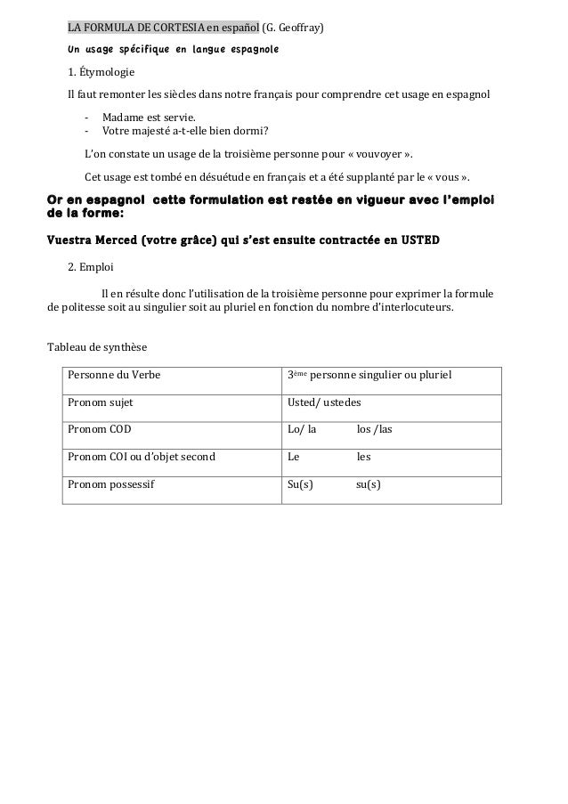 La formula de cortesia La formula de cortesia