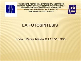LA FOTOSINTESIS


Lcda.: Pérez Maida C.I.13.510.335
 