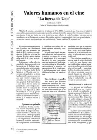 EXPERIENCIAS               Valores humanos en el cine
                                                 “La fuerza de Uno”
...