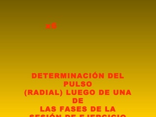 x6

DETERMINACIÓN DEL
PULSO
(RADIAL) LUEGO DE UNA
DE
LAS FASES DE LA

 