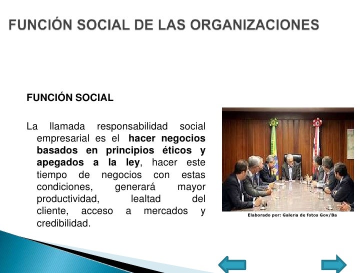 La funcion social de las organizaciones