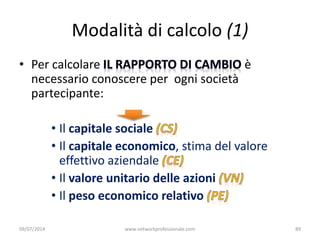 Modalità di calcolo (1)
• Per calcolare è
necessario conoscere per ogni società
partecipante:
• Il capitale sociale
• Il c...