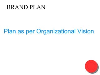 BRAND PLAN
Plan as per Organizational Vision
 