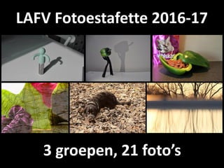 LAFV Fotoestafette 2016-17
3 groepen, 21 foto’s
 