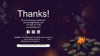 Credits: This presentation template was created by
Slidesgo, and includes icons by Flaticon, and
infographics & images by Freepik
Thanks!
Do you have any questions?
youremail@freepik.com
+91 620 421 838
yourwebsite.com
Please keep this slide for attribution
 