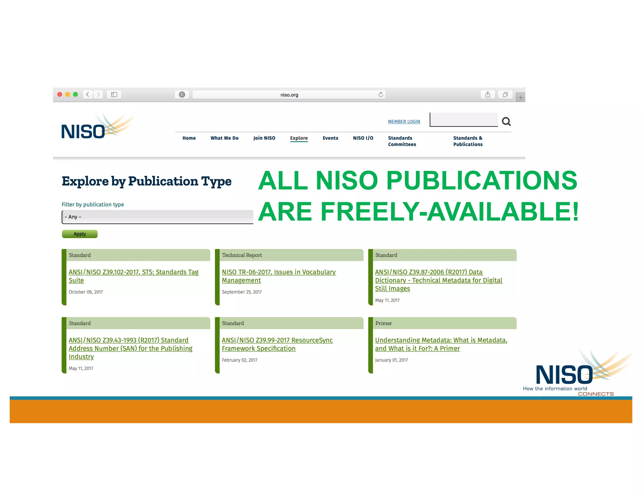 ALL NISO PUBLICATIONS
ARE FREELY-AVAILABLE!
 