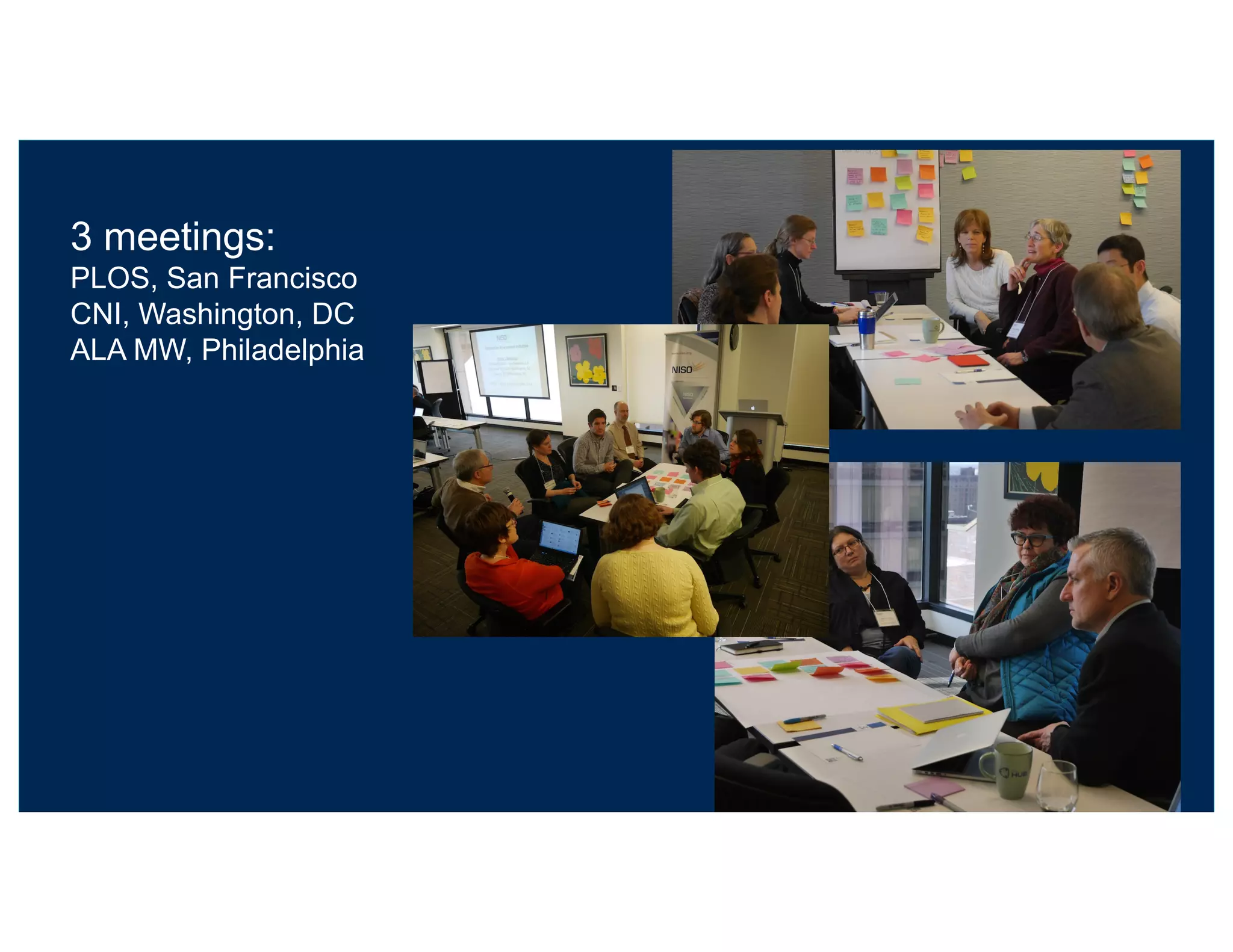 34
3 meetings:
PLOS, San Francisco
CNI, Washington, DC
ALA MW, Philadelphia
 