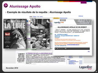 Alunissage Apollo<br />Exemple de résultats de la requête : Alunissage Apollo<br />November 2010<br />22<br />