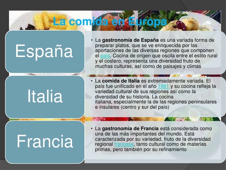 La gastronomía en el mundo 10mo "A"