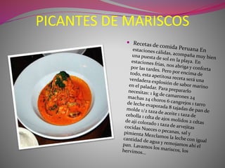 PICANTES DE MARISCOS 
 