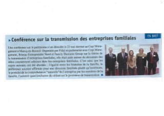 La Gazette du Nord - Conférence sur la transmission des entreprises familiales